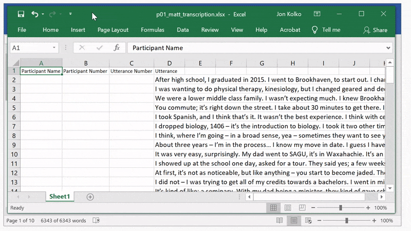 Coding in Excel