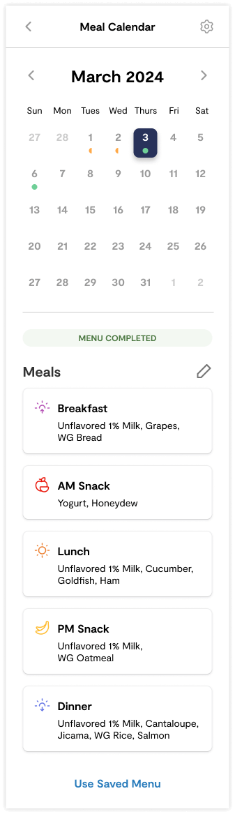 Meal Calendar