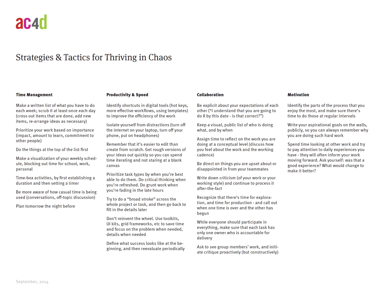Strategies for Chaos